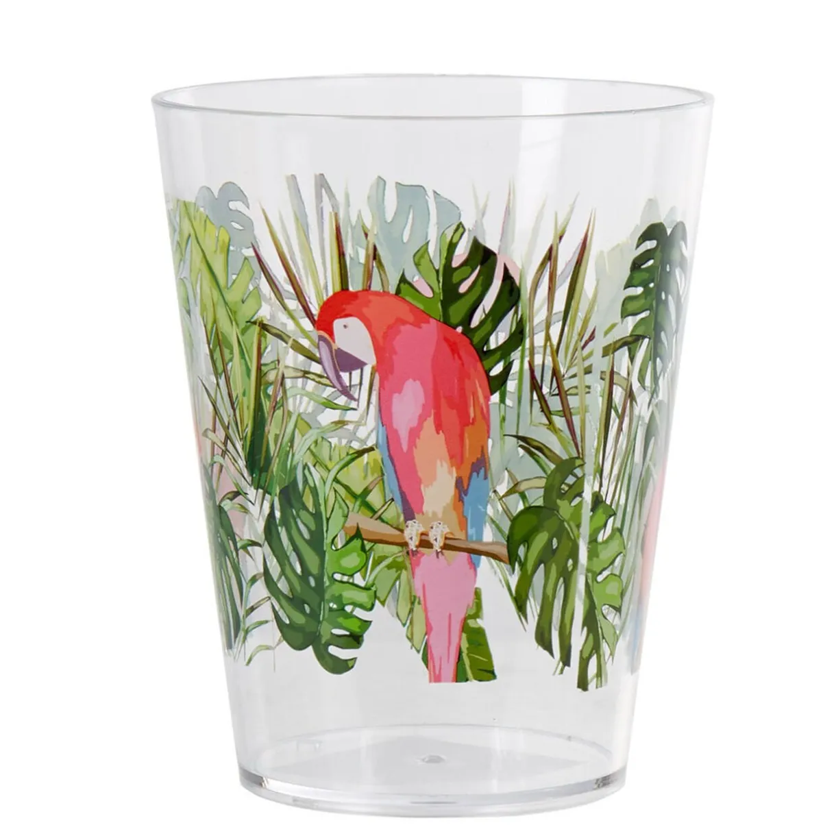 Gifi Gobelet plastique transparent décor perroquet exotique New