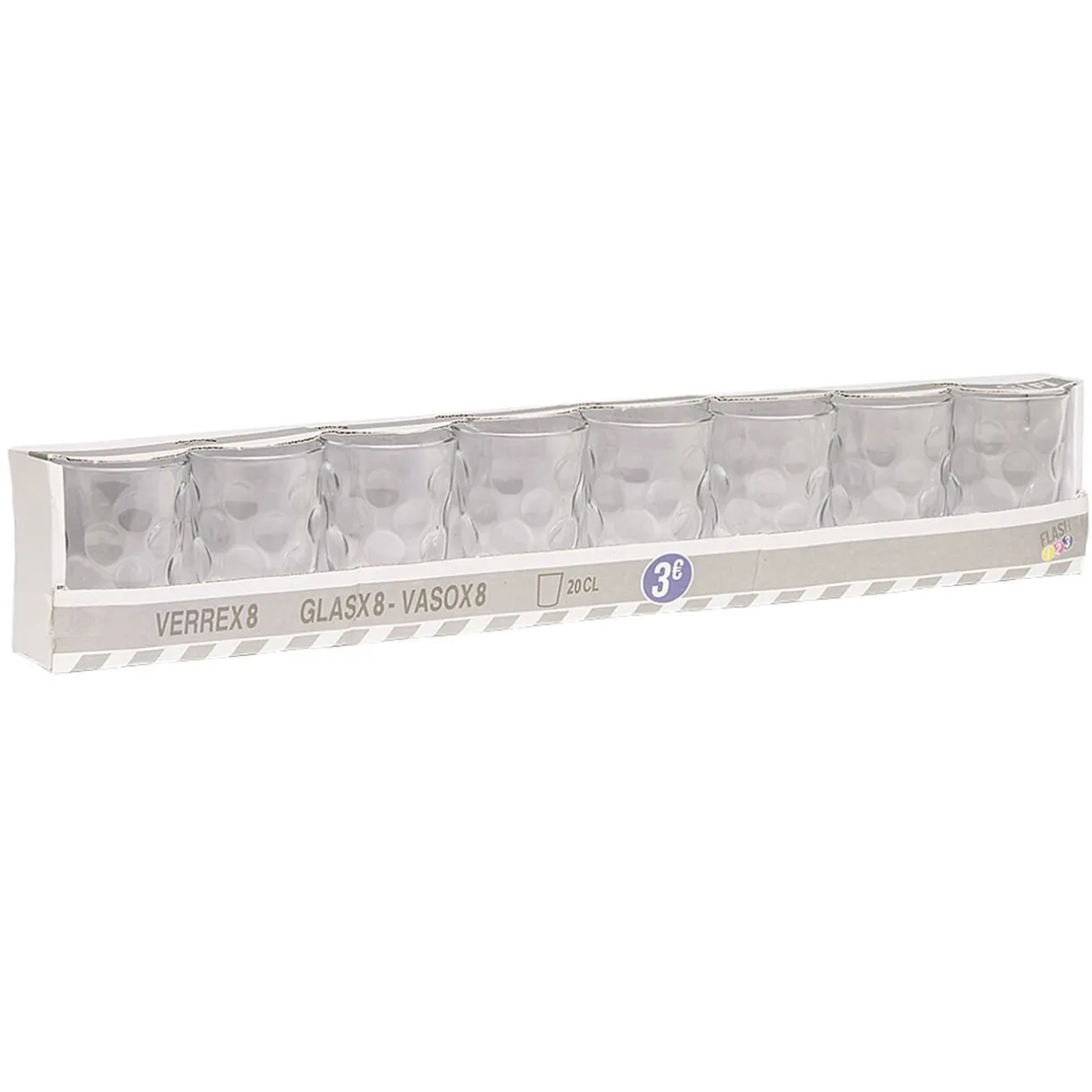 Gifi Gobelet verre motif embossé transparent 20 cl x8