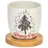 Gifi Gobelets café et sous tasse blanc motif noir rouge 11 cl x4
