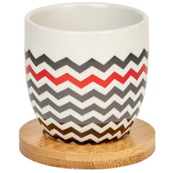 Gifi Gobelets café et sous tasse blanc motif noir rouge 11 cl x4
