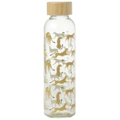 Gifi Gourde bouteille en verre avec bouchon bambou 500ml Ø6,5xH22cm