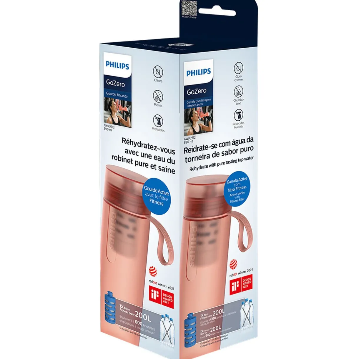 Gifi Gourde filtrante Philips GoZero Fitness 590 ml Rose Sale