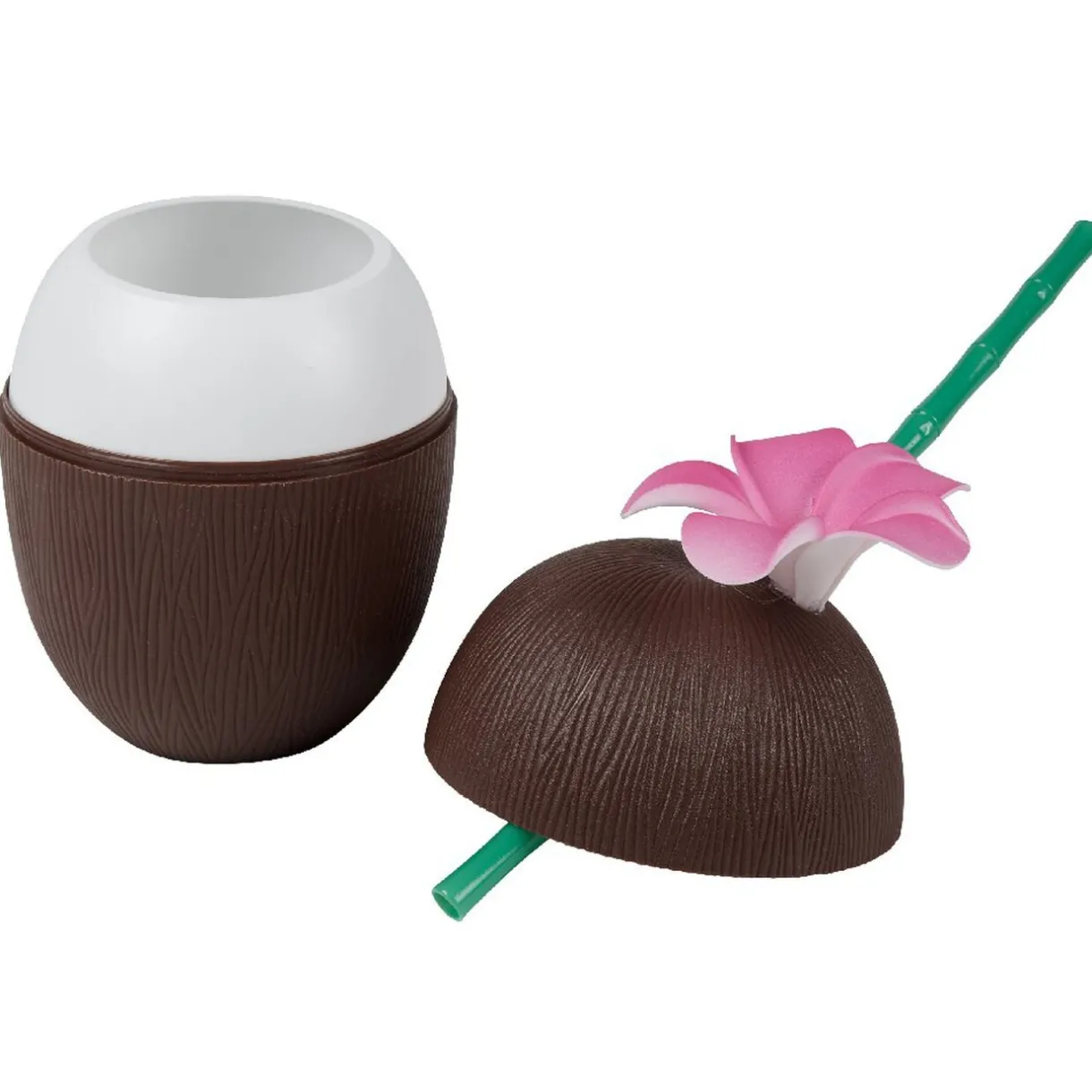Gifi Gourde plastique et paille noix de coco