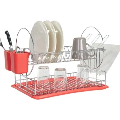 Gifi Égouttoir 2 niveaux avec receveur rouge Discount