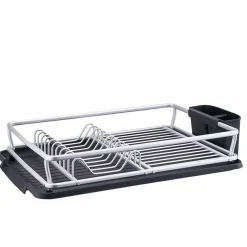 Gifi Égouttoir à vaisselle avec porte-couverts gris noir