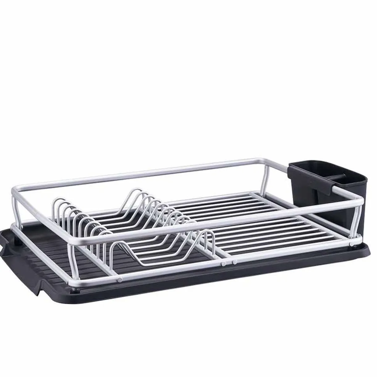 Gifi Égouttoir à vaisselle avec porte-couverts gris noir