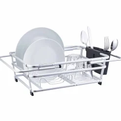 Gifi Égouttoir à vaisselle extensible aluminium avec porte-couverts noir New