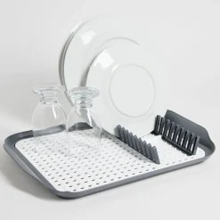 Gifi Égouttoir à vaisselle 30,3x41,5x3,8cm plastique gris et blanc Sale