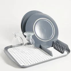 Gifi Égouttoir à vaisselle 30,3x41,5x3,8cm plastique gris et blanc Sale