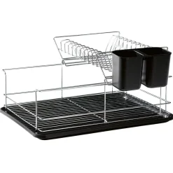 Gifi Égouttoir avec plateau et supports couverts noirs 2 niveaux Hot