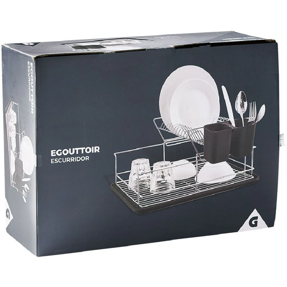 Gifi Égouttoir avec plateau et supports couverts noirs 2 niveaux Hot