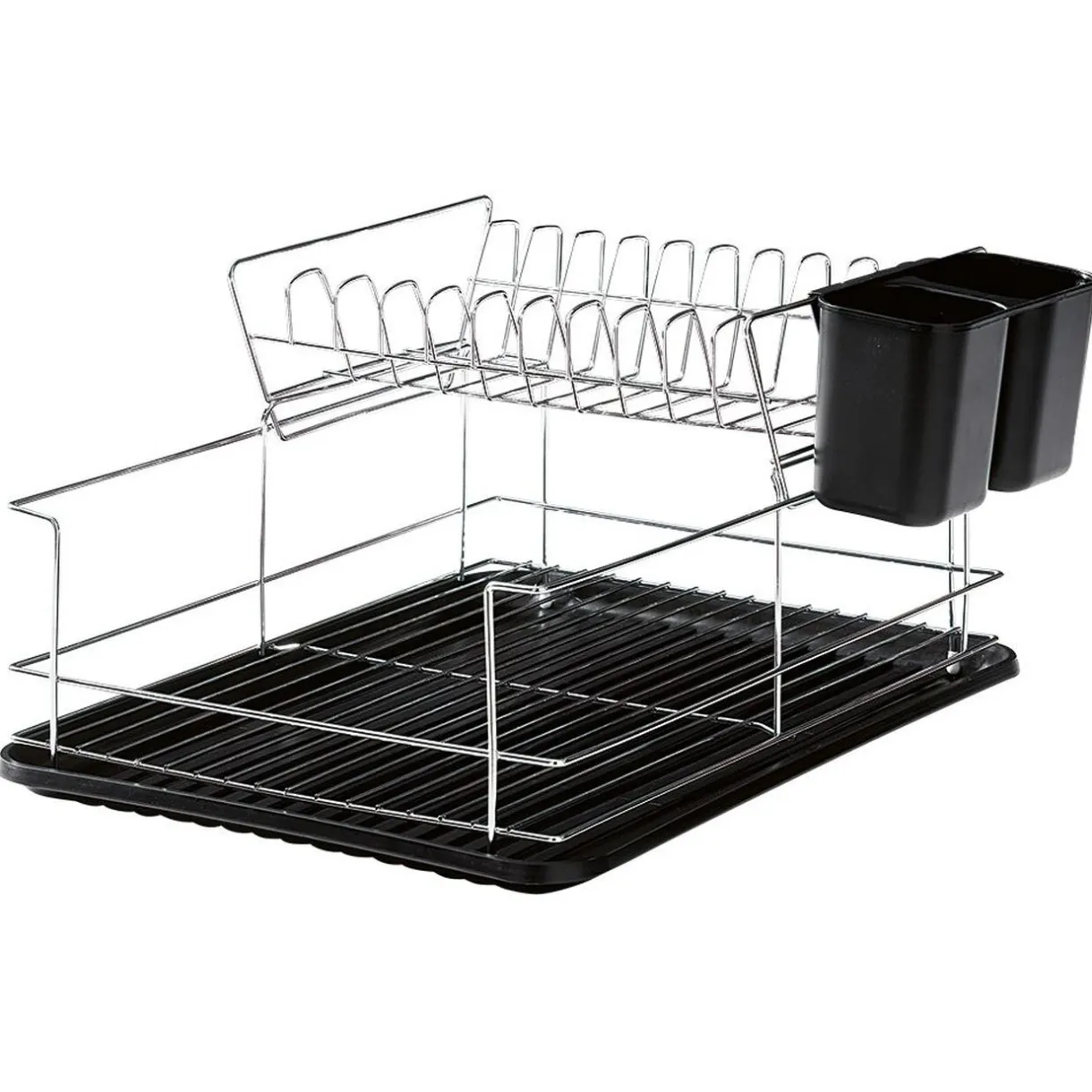 Gifi Égouttoir avec plateau et supports couverts noirs 2 niveaux Hot