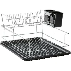 Gifi Égouttoir avec plateau et supports couverts noirs 2 niveaux Hot