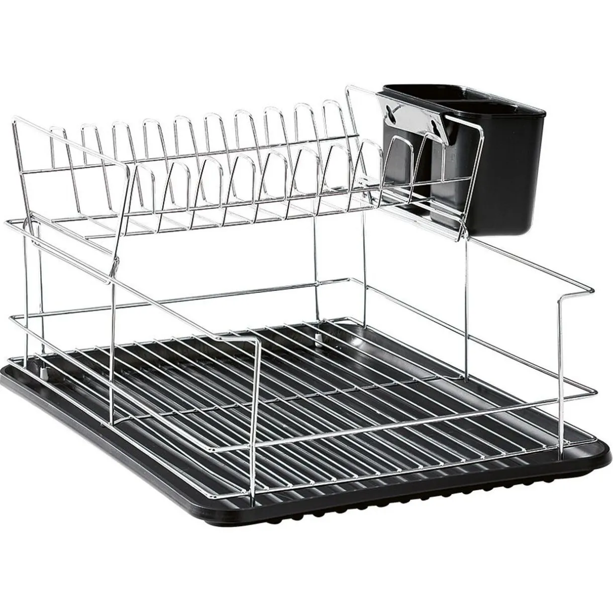 Gifi Égouttoir avec plateau et supports couverts noirs 2 niveaux Hot