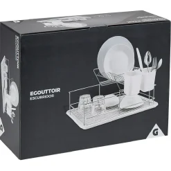 Gifi Égouttoir avec plateau et supports couverts blanc 2 niveaux Hot