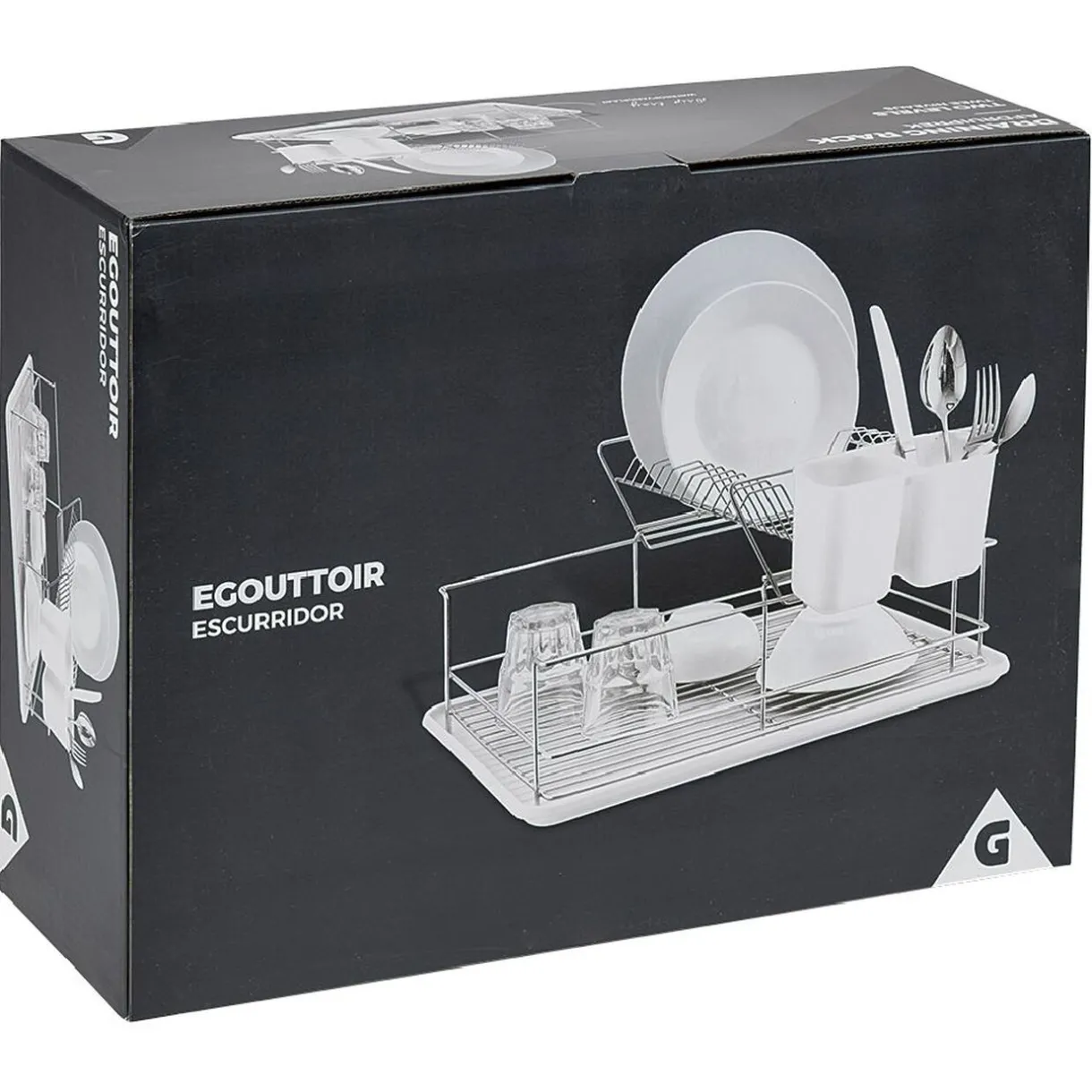 Gifi Égouttoir avec plateau et supports couverts blanc 2 niveaux Hot