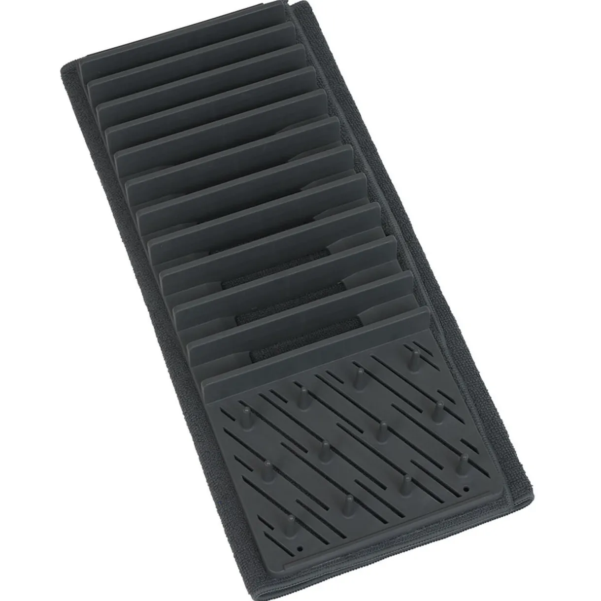 Gifi Égouttoir avec tapis pliable gris foncé 11 rangées 12 picots Discount