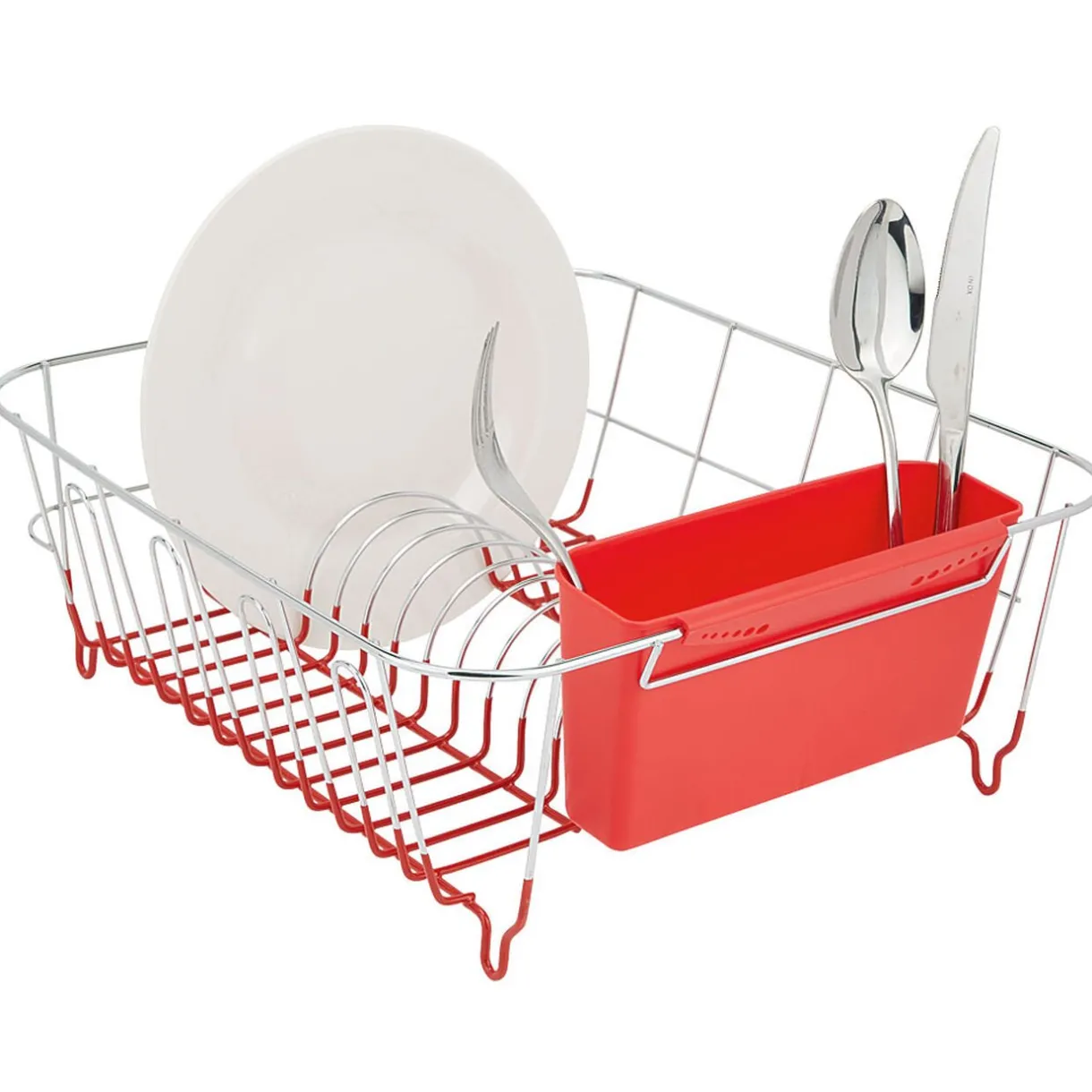 Gifi Égouttoir vaisselle base métal gris et rouge Discount