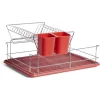 Gifi Égouttoir vaisselle base métal gris et rouge Sale