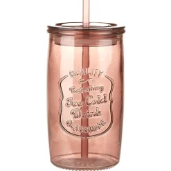 Gifi Jarre avec couvercle et paille en verre