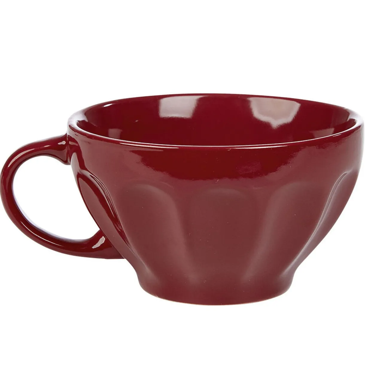 Gifi Jumbo en faïence côtelé 55 cl uni rouge