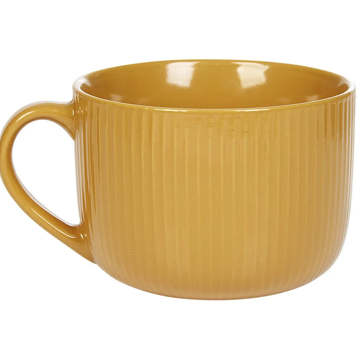 Gifi Jumbo en porcelaine 45 cl jaune moutarde rainures verticales en relief