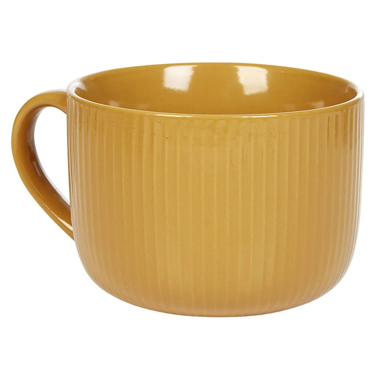 Gifi Jumbo en porcelaine 45 cl jaune moutarde rainures verticales en relief