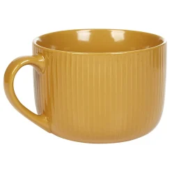 Gifi Jumbo en porcelaine 45 cl jaune moutarde rainures verticales en relief