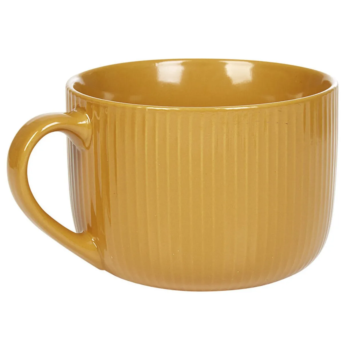 Gifi Jumbo en porcelaine 45 cl jaune moutarde rainures verticales en relief