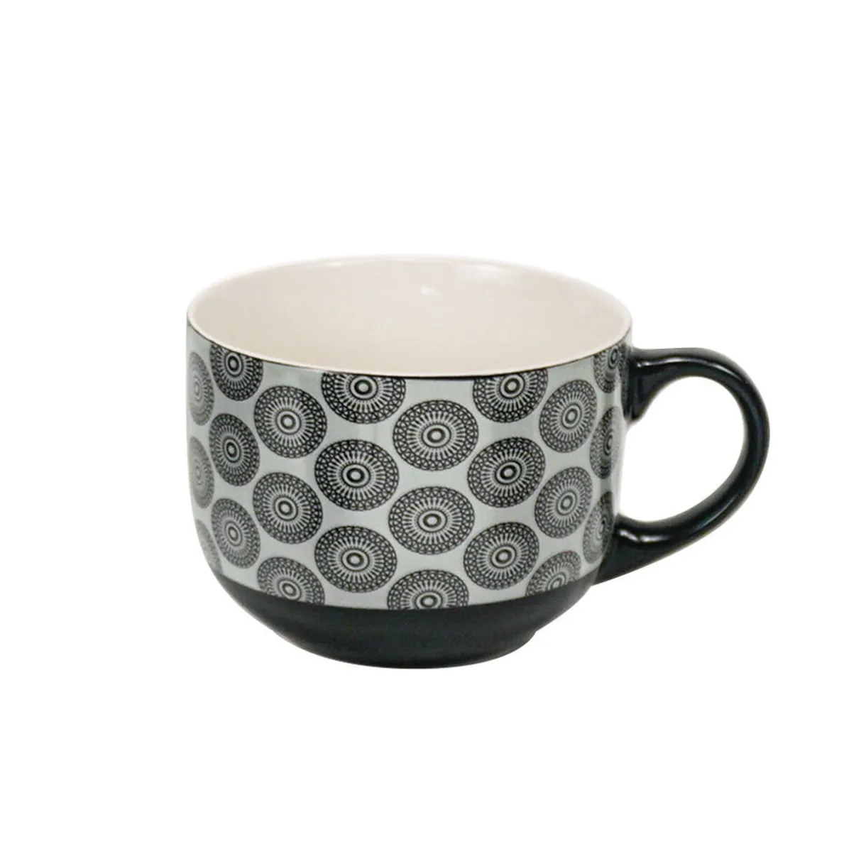 Gifi Jumbo en porcelaine motif rosace noir blanc 47 cl