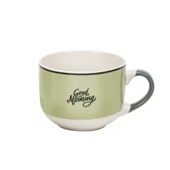 Gifi Jumbo en porcelaine vert avec inscription "Good Morning" 47 cl