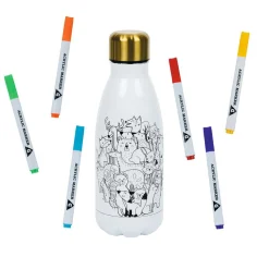 Gifi Kit gourde isotherme 350mL à colorier avec 6 marqueurs Best