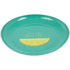 Gifi Lot de 4 assiettes à dessert bleu Ananas Summer smile