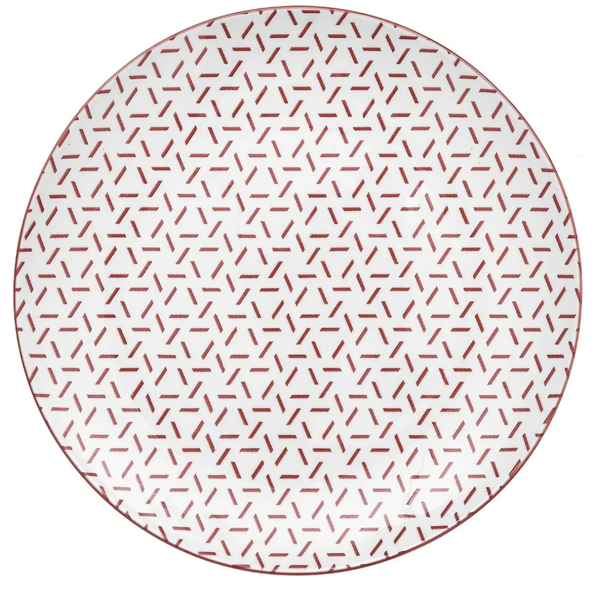 Gifi Lot de 4 assiettes à dessert porcelaine motif trait triangle multicolore Ø19cm
