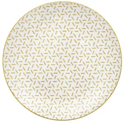 Gifi Lot de 4 assiettes à dessert porcelaine motif trait triangle multicolore Ø19cm