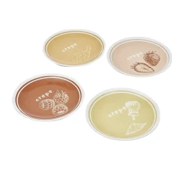 Gifi Lot de 4 assiettes à dessert porcelaine design crêpes