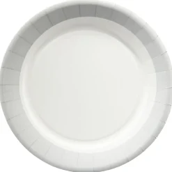 Gifi Lot de 10 assiettes en carton Ø23 cm bord gris