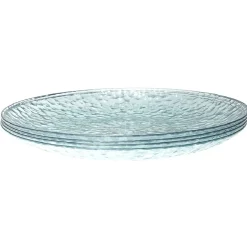 Gifi Lot de 4 assiettes plates rondes en plastique effet martelé