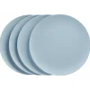 Gifi Lot de 4 assiettes plates en bambou bleu
