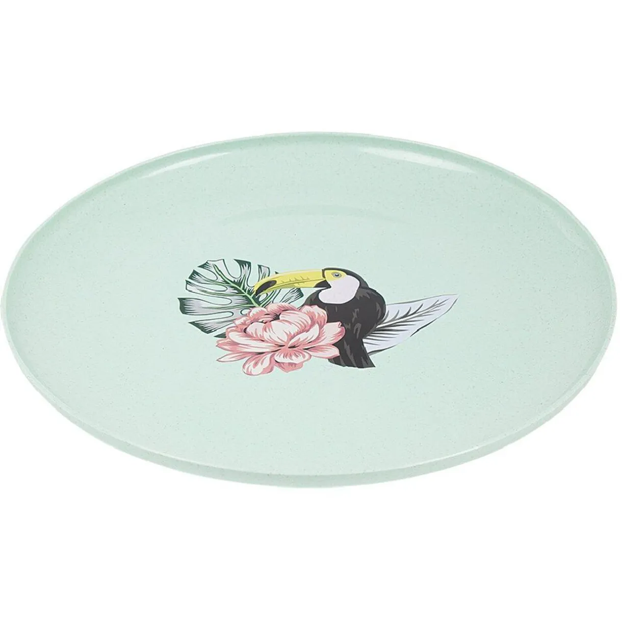 Gifi Lot de 4 assiettes plates décor oiseau et feuille