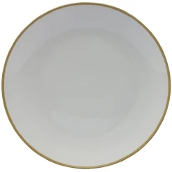 Gifi Lot de 4 assiettes plates rondes porcelaine blanche avec liseré coloré Outlet