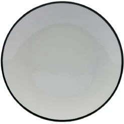Gifi Lot de 4 assiettes plates rondes porcelaine blanche avec liseré coloré Outlet