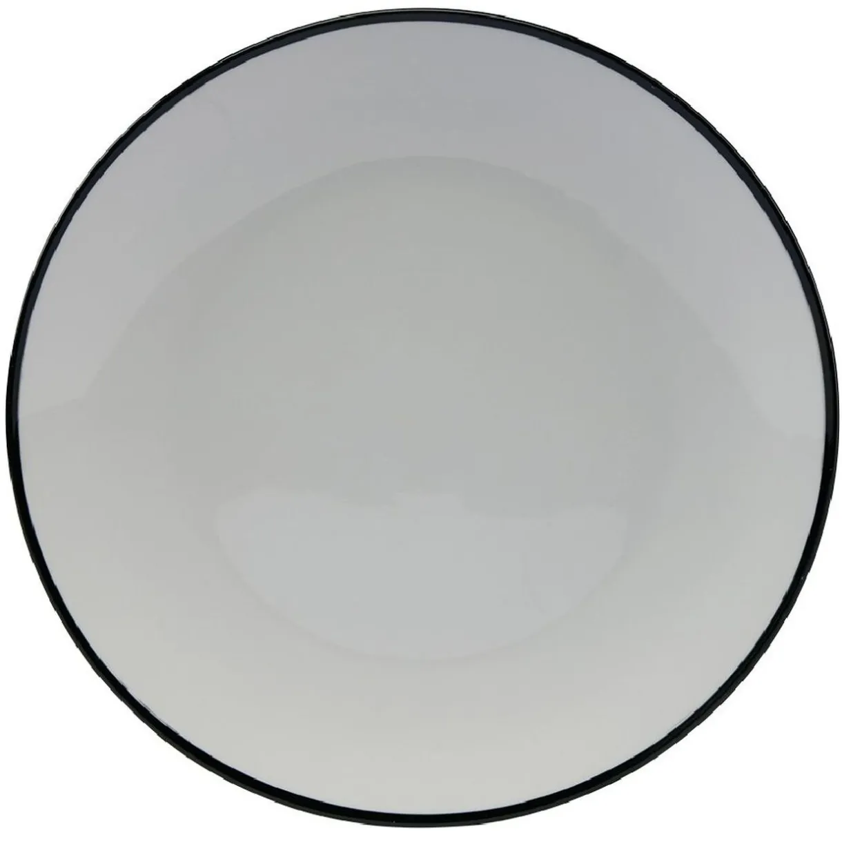 Gifi Lot de 4 assiettes plates rondes porcelaine blanche avec liseré coloré Outlet