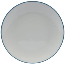 Gifi Lot de 4 assiettes plates rondes porcelaine blanche avec liseré coloré Outlet