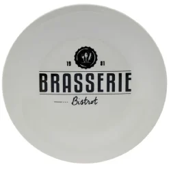 Gifi Lot de 4 assiettes plates rondes Bistrot porcelaine blanche