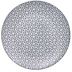 Gifi Lot de 4 assiettes plates porcelaine motif trait triangle multicolore Ø24cm