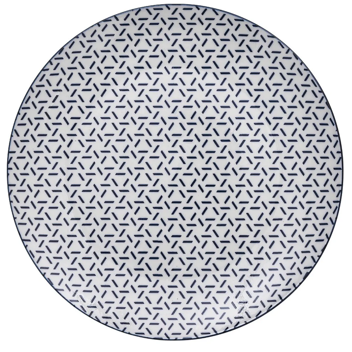 Gifi Lot de 4 assiettes plates porcelaine motif trait triangle multicolore Ø24cm