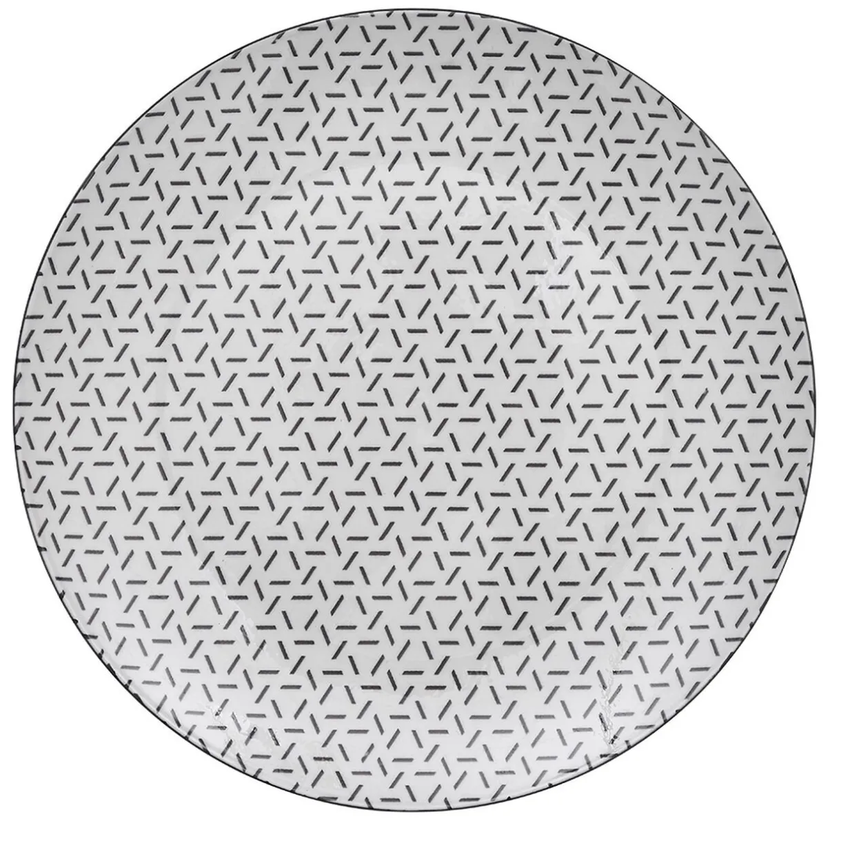 Gifi Lot de 4 assiettes plates porcelaine motif trait triangle multicolore Ø24cm