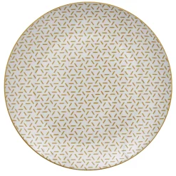 Gifi Lot de 4 assiettes plates porcelaine motif trait triangle multicolore Ø24cm