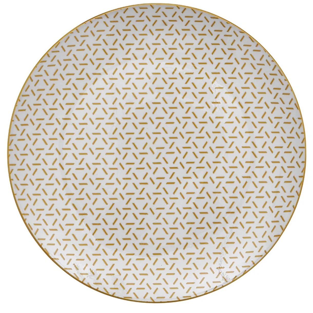 Gifi Lot de 4 assiettes plates porcelaine motif trait triangle multicolore Ø24cm